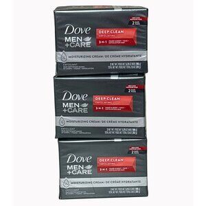 Dove Men+Care Deep Clean Exfoliating 3-In-1 Bar Soap 2-Pack Bundle of 3 boxes